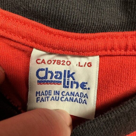 Vintage 90s Detroit Red Wings T Shirt L Mens Single Stitch Chalk Line Red - Picture 6 of 8